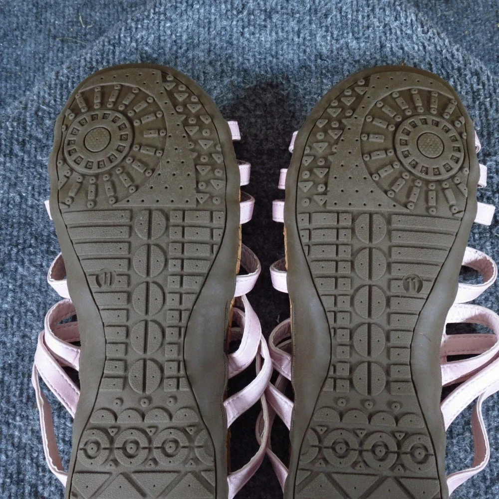 Bearpaw Sabrina Womens Gladiator Sandals Size 11 Casual Summer Pink Faux Leather